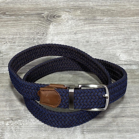 Tommy Bahama Belt Mens L/XL (38-42) Navy Braided Stretch Leather 11TM036007 - Picture 1 of 7
